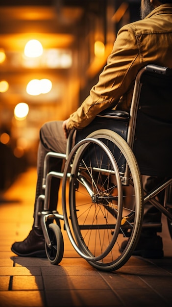 Ręce osób niepełnosprawnych na kołach wózka inwalidzkiego symbolizują siłę i wytrwałość Pionowy Mobil