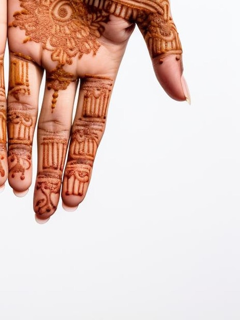 Zdjęcie ręce pomalowane tatuażem mehndi
