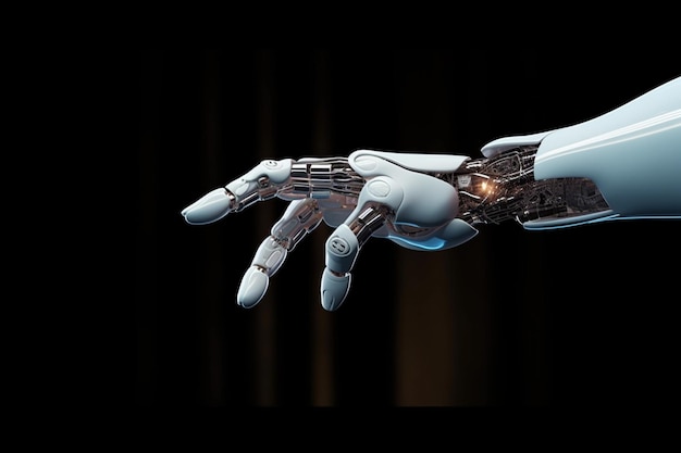 Ręce robotów sztucznej jedności obejmujące połączenia AI