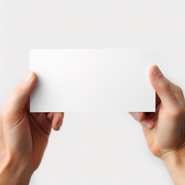 ręce trzymające makietę białej karty