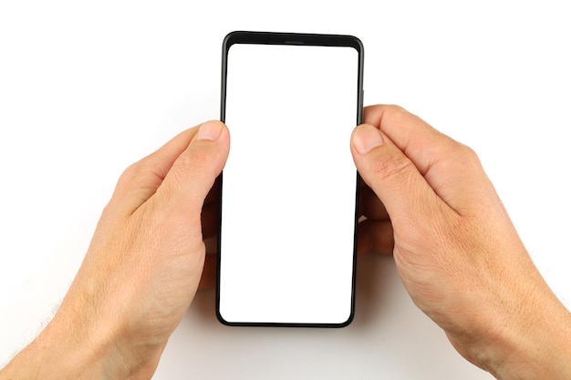 Ręce Trzymające Smartfon Z Białym Ekranem