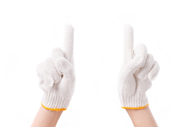 Ręce w przemysłowych bawełnianych rękawiczkach