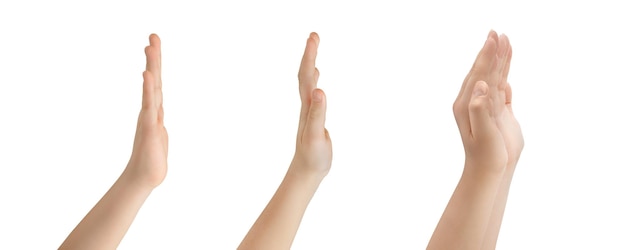 Ręce w różnych gestach przedstawiające wyciągnięte gesty trzymania odizolowanych