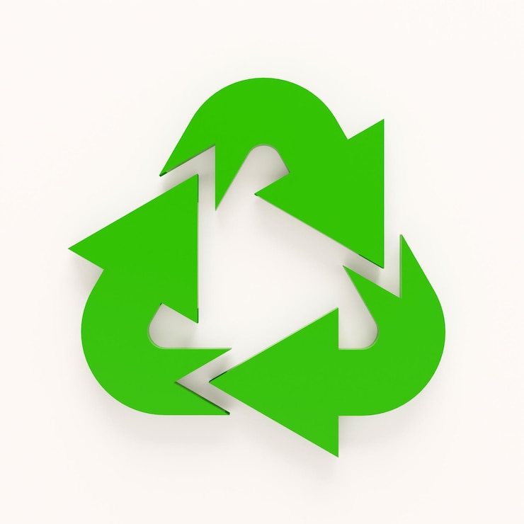 Zdjęcie recycle arrow 3d render3d strzałki w okręgu z cieniem na białym tle na kolorowym tle