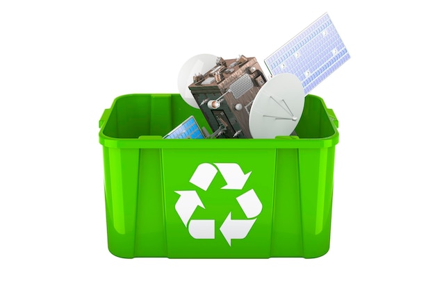 Recykling kosza na śmieci z satelitarnym renderowaniem 3D