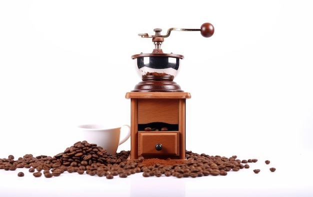 Zdjęcie ręczna młynka do kawy wytwarzająca aromatycznie bogatą kawę