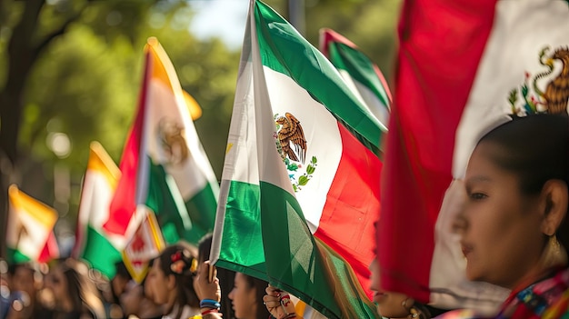 Zdjęcie ręczne meksykańskie flagi na wydarzeniu