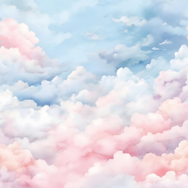 Ręcznie malowane akwarele pastelowe tło chmury nieba