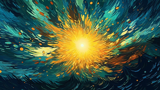 Ręcznie malowane kreskówka piękny postimpresjonistyczny styl Van Gogh artystyczny obraz olejny tło