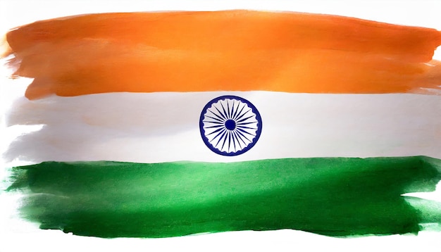 Zdjęcie ręcznie namalowana indyjska flaga izolowana na białym tle dzień republiki dzień niepodległości