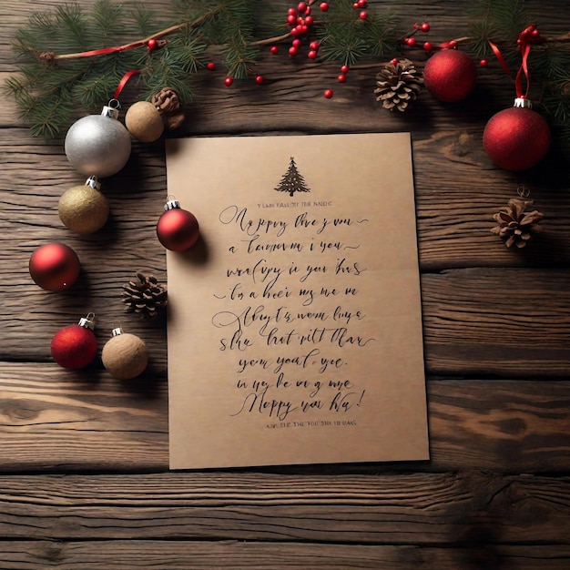 Zdjęcie ręcznie napisana kartka świąteczna z serdecznym przesłaniem
