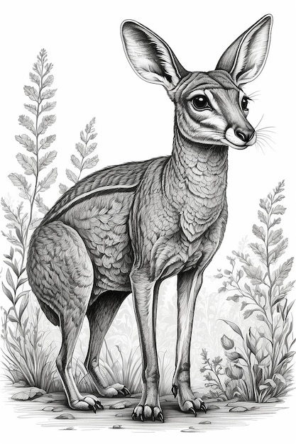 Zdjęcie ręcznie narysowana ilustracja kangura
