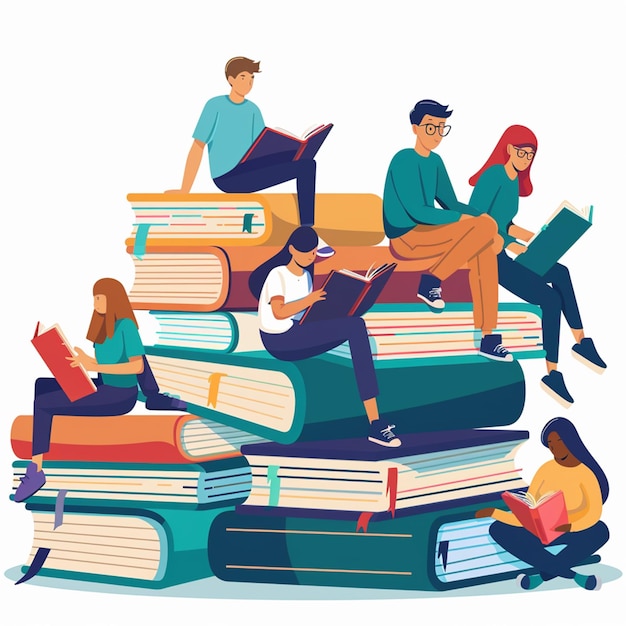 Ręcznie narysowana ilustracja klubu książkowego