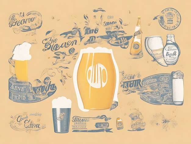 Ręcznie narysowana ilustracja Międzynarodowego Dnia Piwa wygenerowana przez sztuczną inteligencję