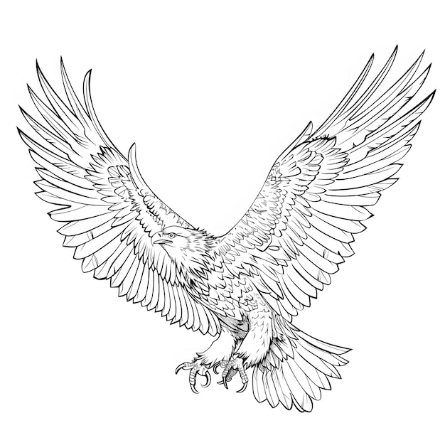 Ręcznie narysowana ilustracja wektorowa orła izolowana na białym tle w stylu szkicu