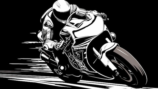 ręcznie narysowana kreskówka piękna ilustracja motocykla