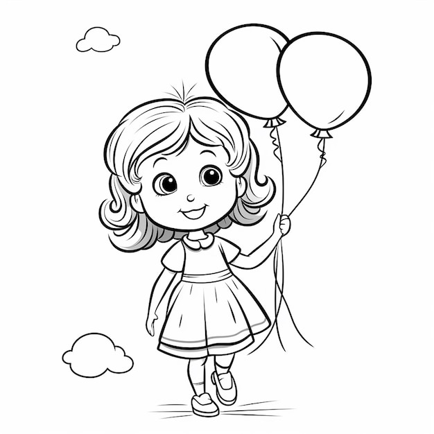 Zdjęcie ręcznie narysowane balony kawaii dla dzieci impreza urodzinowa kolorowanka dla dzieci