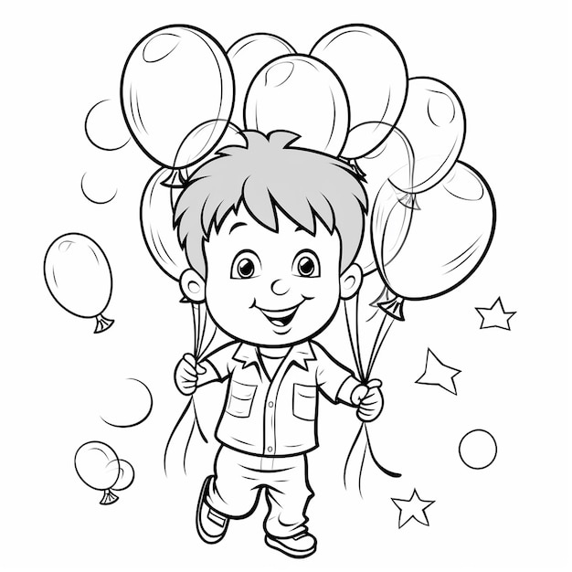 Ręcznie narysowane balony kawaii dla dzieci impreza urodzinowa kolorowanka dla dzieci