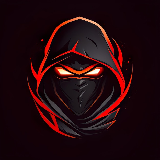 Zdjęcie ręcznie narysowane logo maskotki ninja