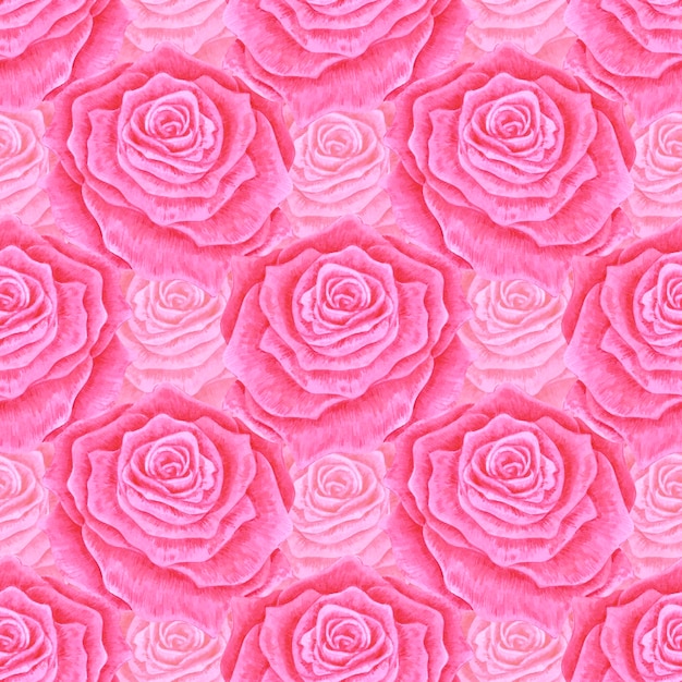 Ręcznie narysowany akwarel różowy wzór bezszwowy izolowany na różowym tle Może być używany do tkanin do pakowania prezentów tekstylnych i innych produktów drukowanych