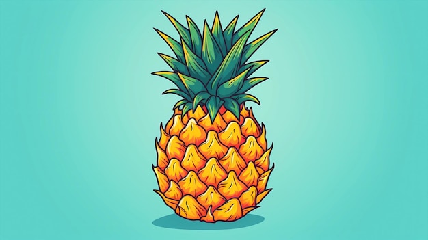 ręcznie narysowany kreskówka świeży tropikalny owoc ananas ilustracja