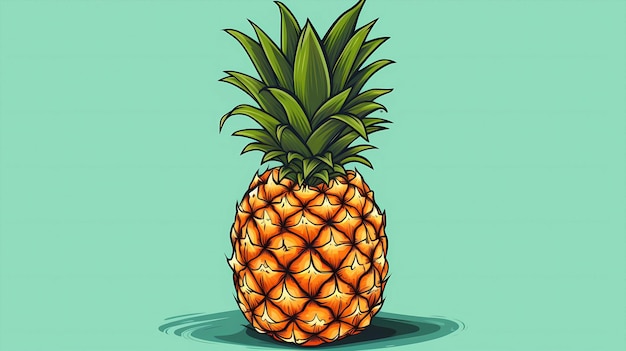 ręcznie narysowany kreskówka świeży tropikalny owoc ananas ilustracja
