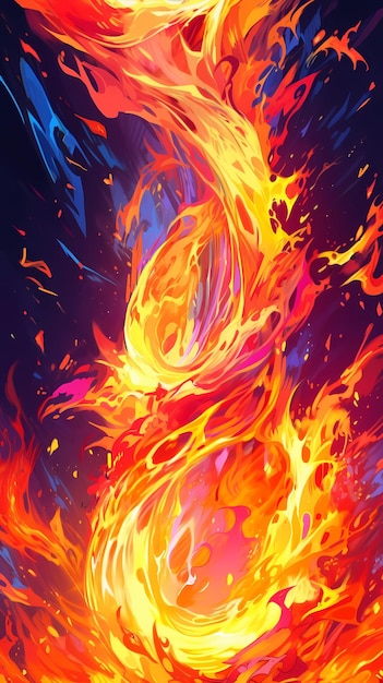 Ręcznie narysowany obraz płonącego płomienia