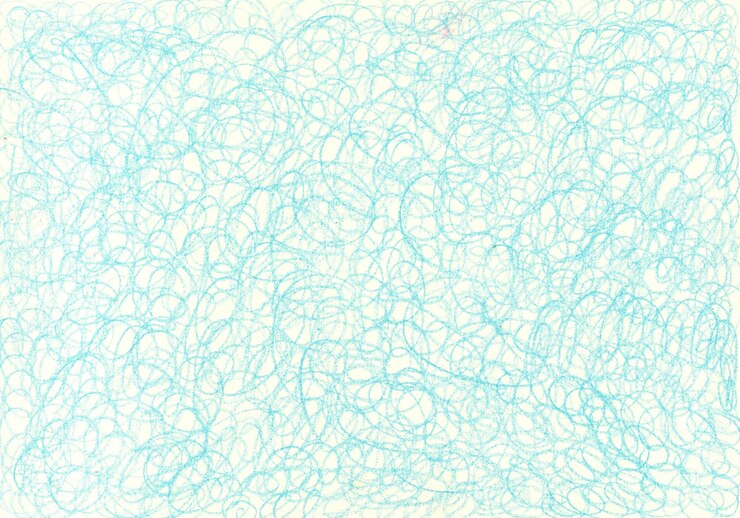 Zdjęcie ręcznie narysowany ołówkami kolorowymi niebieski artystyczny rysunek linii doodle ręcznie narysowane tło kolorowy zabawny szablon dla dzieci ołówek baner plakat pocztówka