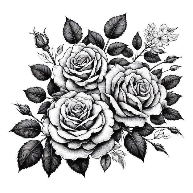 Zdjęcie ręcznie narysowany rysunek kwiatowy wektorowy