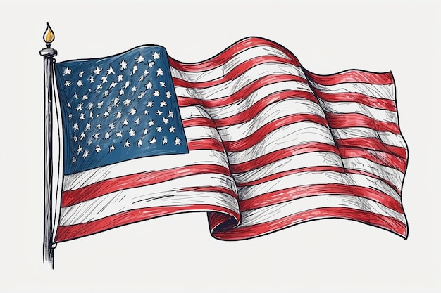 Zdjęcie ręcznie narysowany szkic patriotyczny flagi usa