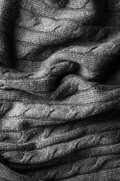Zdjęcie ręcznie robiony szary dziewiarski wełniany tekstura tło