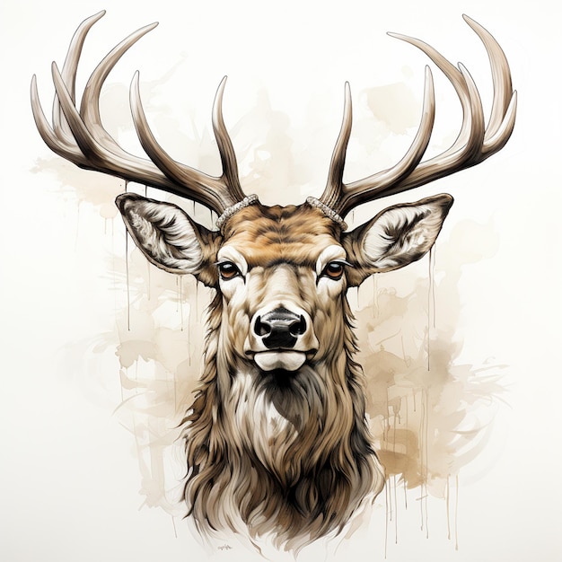 Ręcznie rysowana ilustracja konturu jelenia