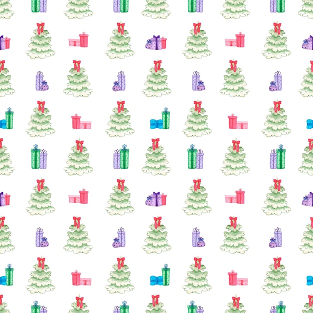 Ręcznie rysowane akwarela Boże Narodzenie bezszwowe wzór Boże Narodzenie i nowy rok symbol element dekoracyjny Notatnik tkanina tekstylna transparent kartka pocztowa