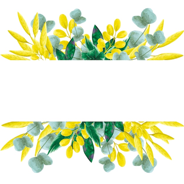 Ręcznie rysowane akwarela liści i ziół rama graniczna izolowana na białym tle Może być używany do banerów zaproszeń kart