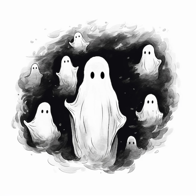 Ręcznie rysowane artystyczne nawiedzenie duchów Halloween
