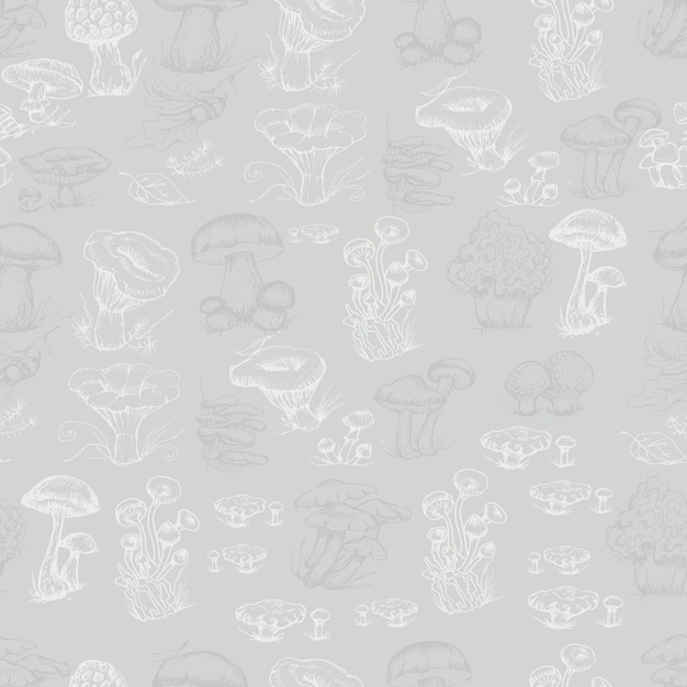 Zdjęcie ręcznie rysowane grafiki grzybów drukuj zestaw ilustracji tekstylnych