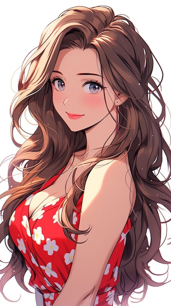 Zdjęcie ręcznie rysowane kreskówka anime fajny strój kąpielowy dziewczyna ilustracja w lecie
