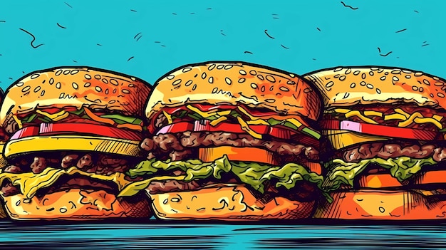 Ręcznie rysowane kreskówka burger ilustracja projektu