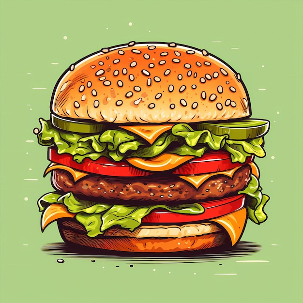 ręcznie rysowane kreskówka hamburger ilustracja materiału