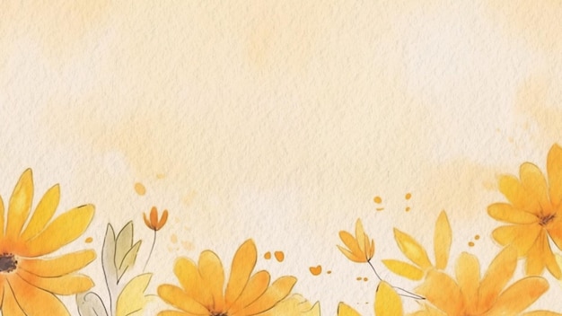 Ręcznie rysowane kwiaty na żółtym tle
