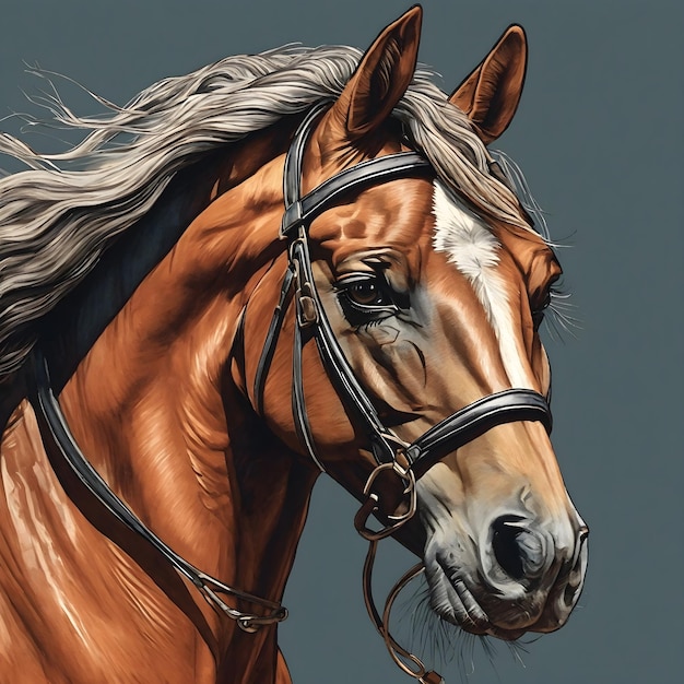 Ręcznie rysowane zbliżenie ilustracja konia