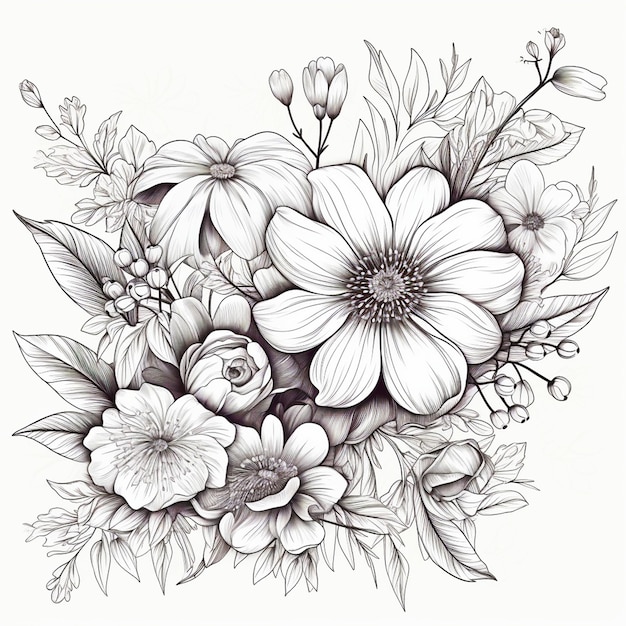 Ręcznie rysowany kwiat