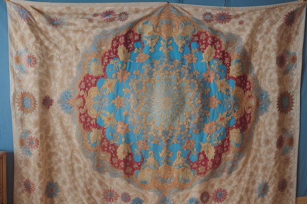 Ręcznie tkany gobelin o żywych kolorach i unikalnych wzorach wygenerowanych przez Ai