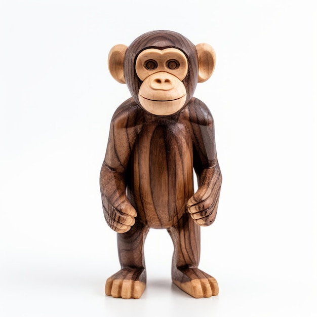 Ręcznie wykonana drewniana rzeźba małpy z satyrycznym zwrotem