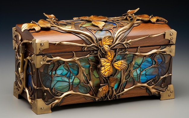 Ręcznie wykonana drewniana skrzynia na biżuterię Drewniana skarbnica