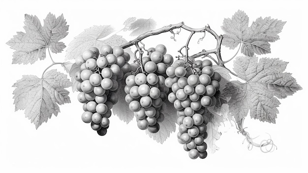 Ręcznie wykonane jagody winogron Liście i gałęzie Generatywna sztuczna inteligencja