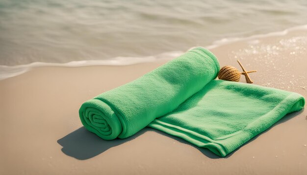 Zdjęcie ręcznik na plaży z ręcznikiem na nim