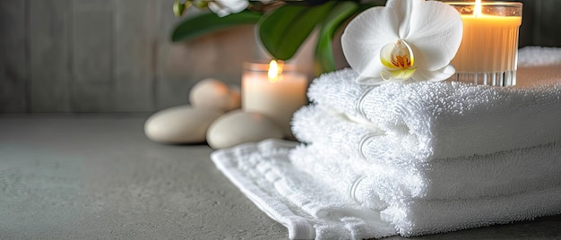 Ręcznik z aromatycznymi świecami Koncepcyjny zestaw masażu harmonii równowagi i medytacji spa