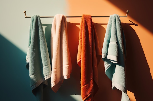 Ręczniki wiszące na wieszaku