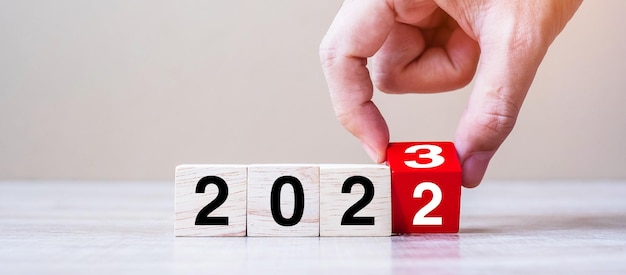 Ręczny Blok Przerzucający Tekst 2022 Do 2023 Na Stole Rozdzielczość Strategia Plan Cel Motywacja Ponowne Uruchomienie Biznesu I Noworoczne Koncepcje świąteczne